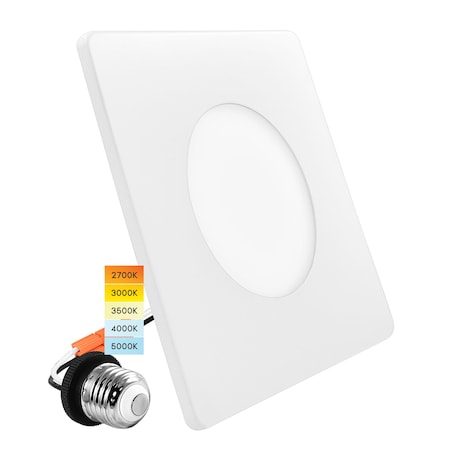 Luxrite 3-4 Inch Square LED Flush Mount & Recessed Light 5CCT 650LM Dimmable J-Box or 4 Recessed Housing LR24980 LR24981-1PK